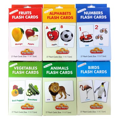 Planet Of Toys Alphabet Numbers Fruits Vegetables Animals and Birds  Learning And Educations Flash Cards -Set of 6 (6 x 27 cards) || Planet of  toys