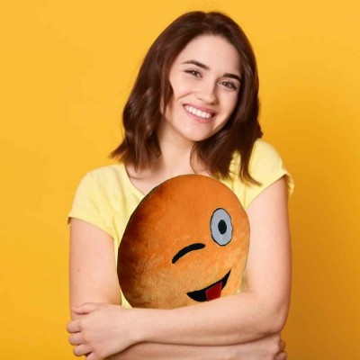 Emoji Expressions Plush Pillow Winking Face Stuck Out Tongue